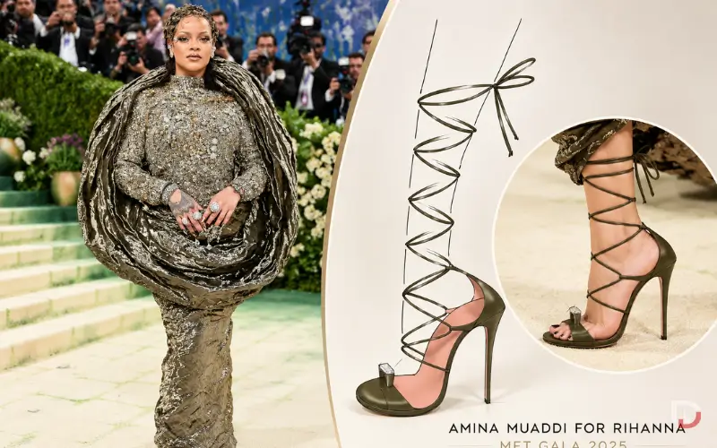 Rihanna wearing Amina Muaddi heels